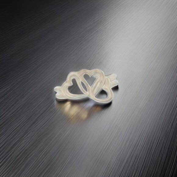 Tiffany & Co Estate Triple Heart Ring Size 6 Sterling Silver 2.2 Grams TIF809 - Picture 6 of 13